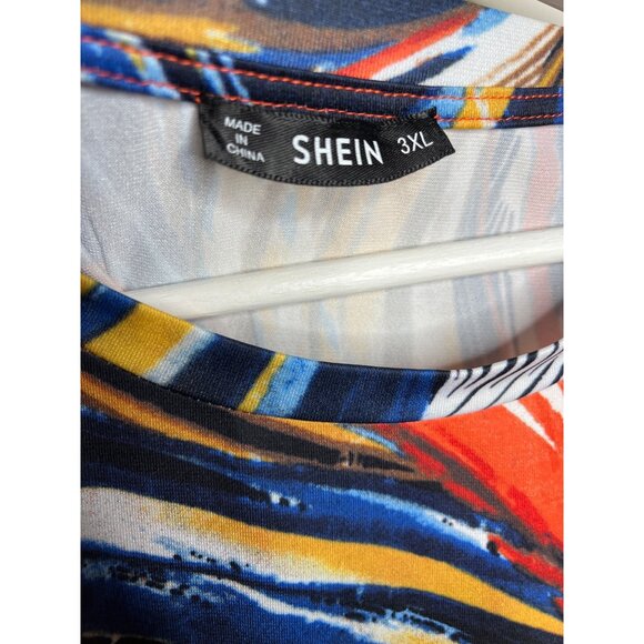SHEIN 3XL Abstract Orange Print Tee Blouse Short Sleeve Casual Plus Size Top - Picture 7 of 8